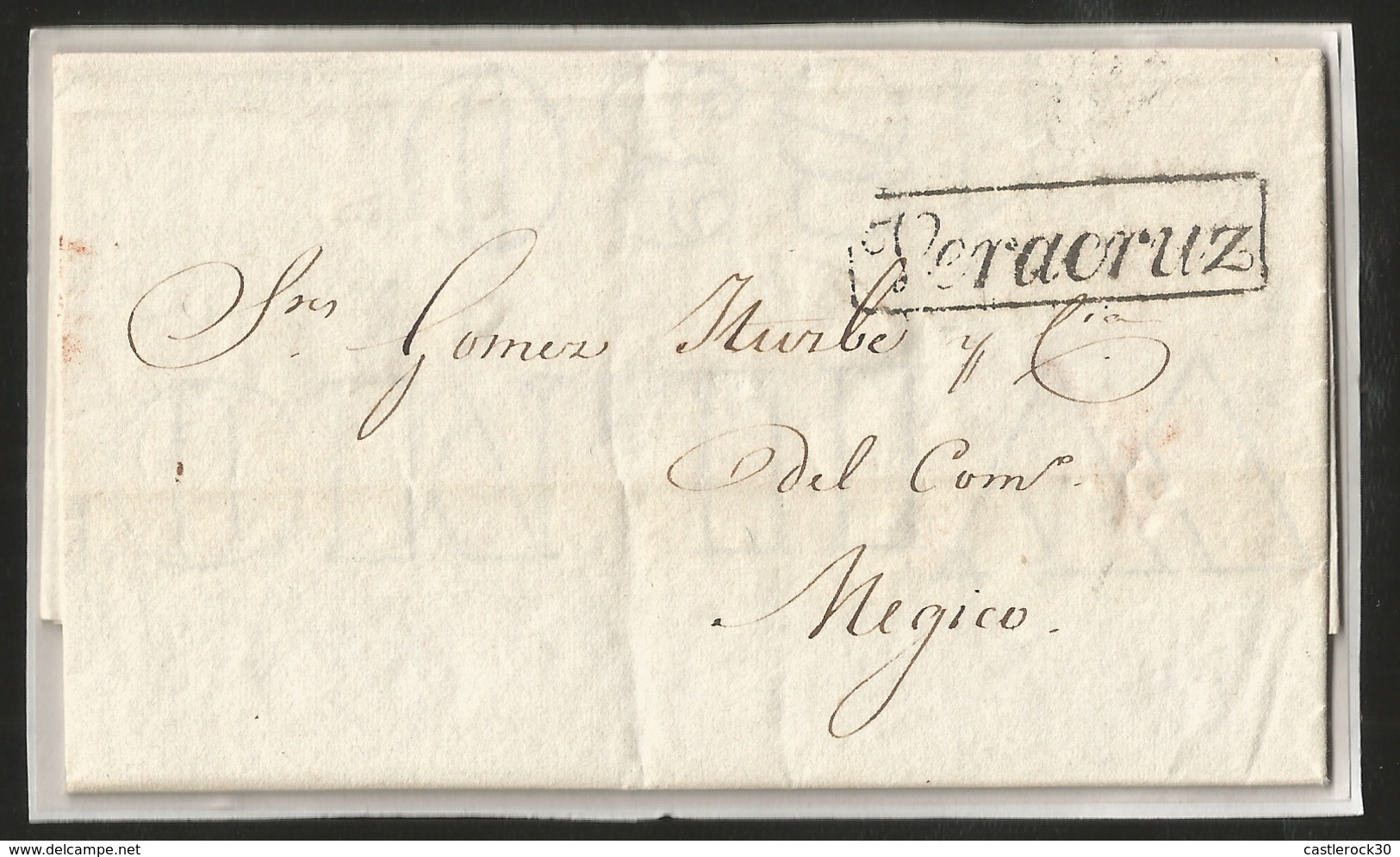 J) 1833 MEXICO, PRESTAMP, BLACK BOX, PREPAID, CIRCULATED COVER, FROM VERACRUZ TO MEXICO - Mexico