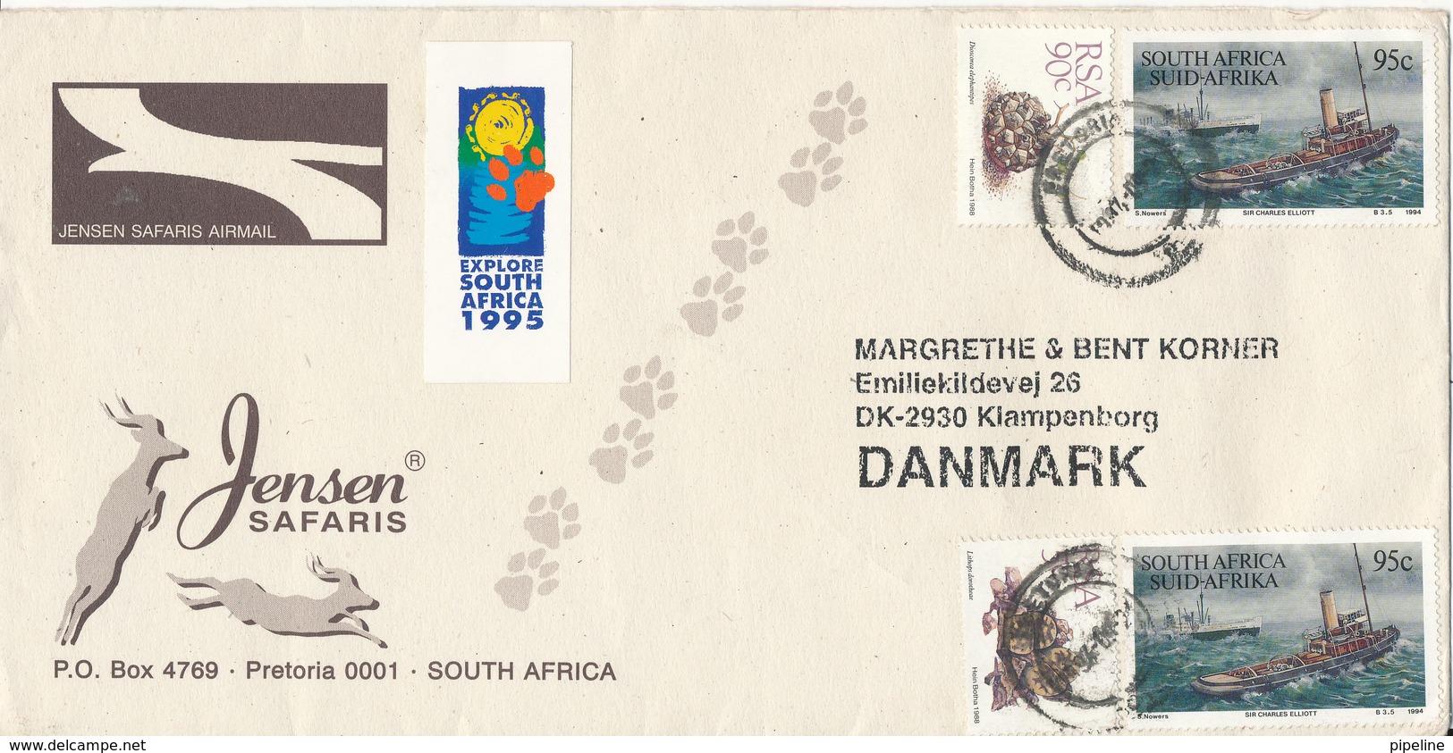 South Africa Cover Sent To Denmark 1994 - Covers & Documents