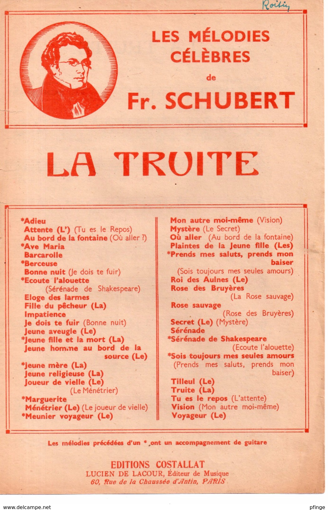 La Truite  (p : Bélanger, M : Fr. Scubert), 1945 - S-U