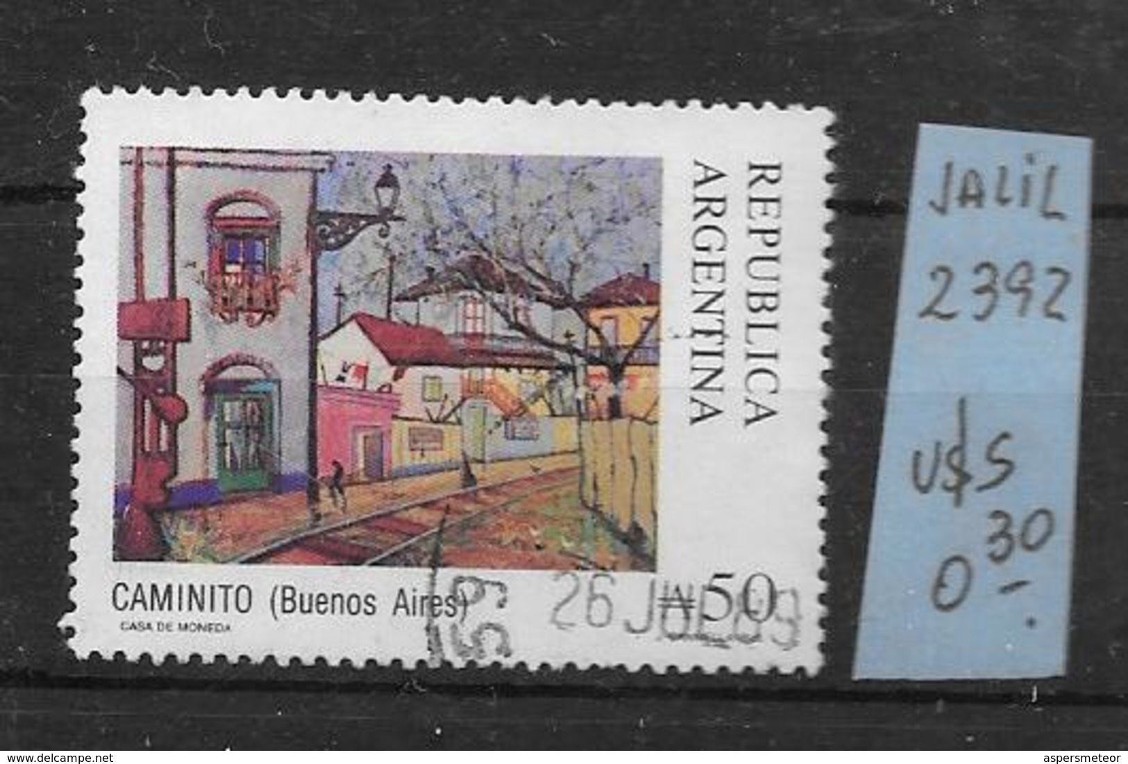 ARGENTINA ARGENTINE JALIL GOTTIG NR. 2392 OBLITERE AÑO 1988 CALLE CAMINITO BARRIO DE LA BOCA BUENOS AIRES EVOCA AL CAMIN - Usati