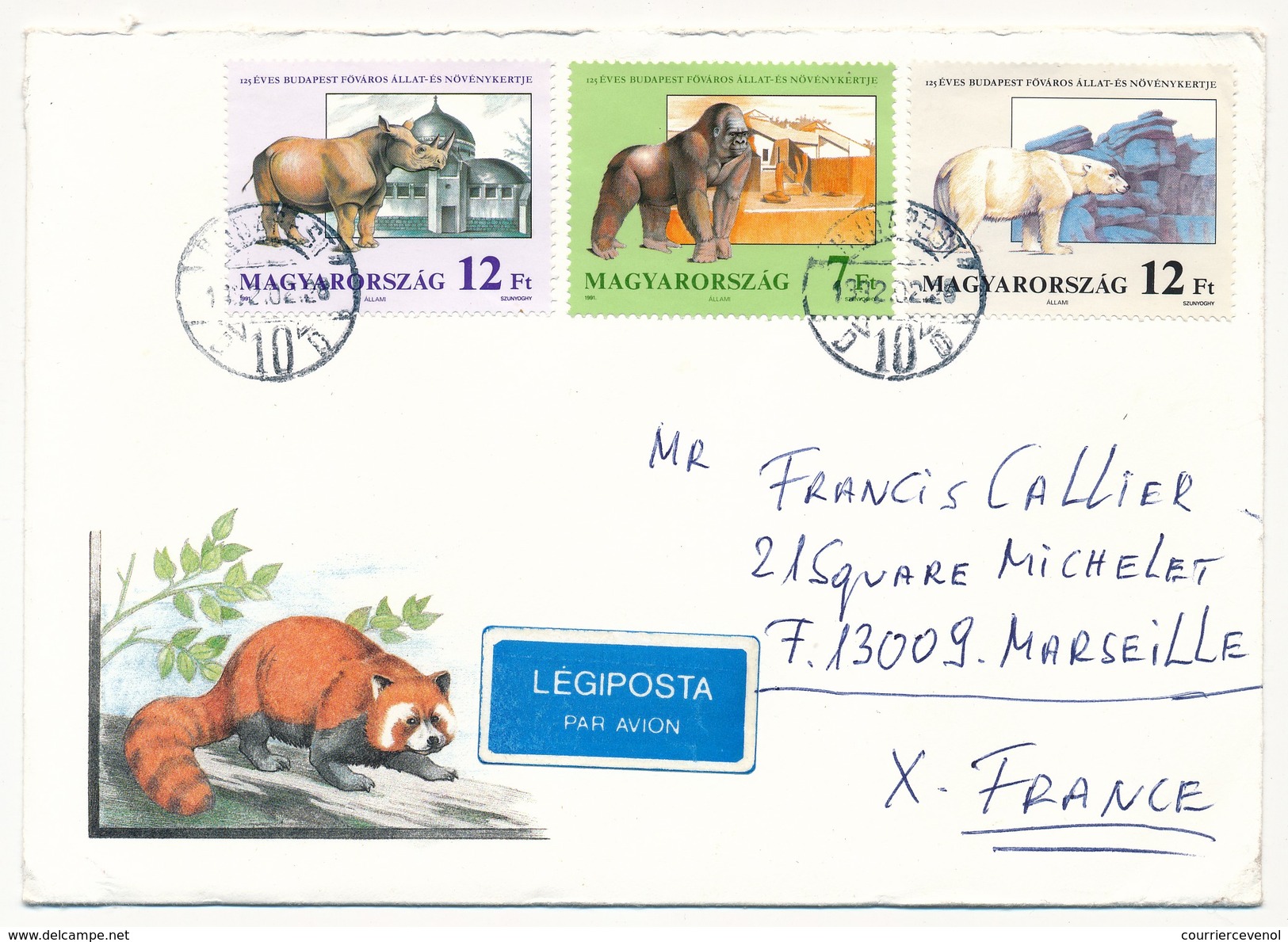 Hongrie - Enveloppe Affr Composé "Animaux" - 1992 - Lettres & Documents