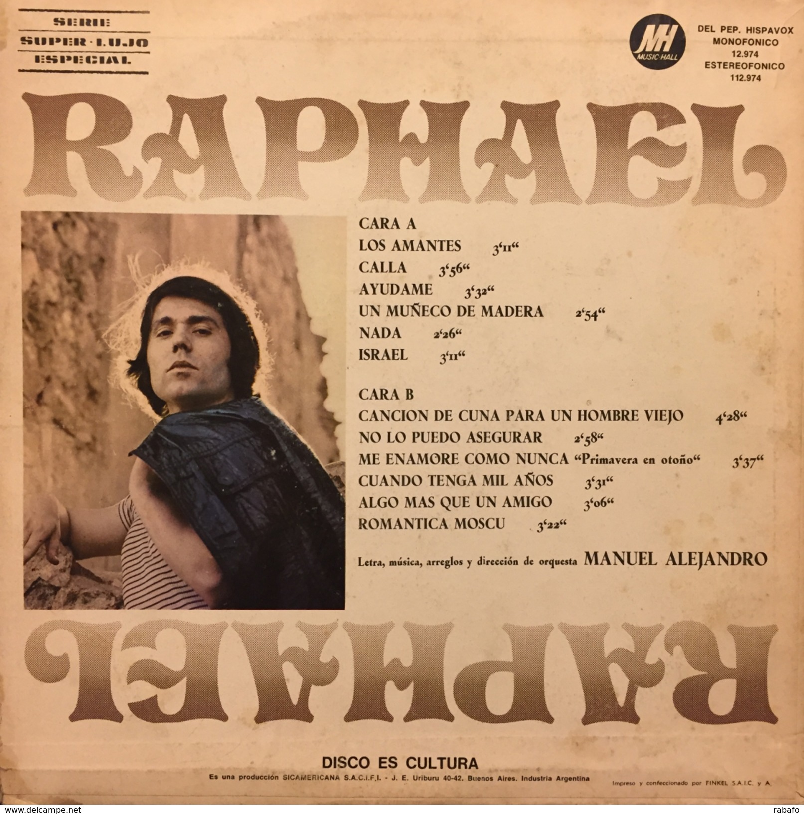 LP Argentino De Raphael Año 1971 - Autres - Musique Espagnole