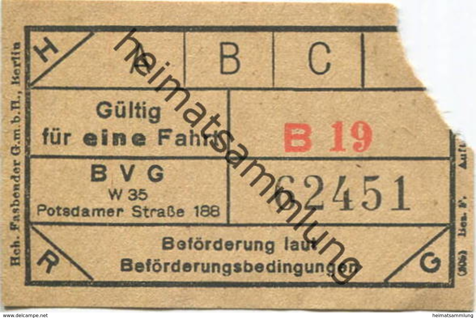 Deutschland - Berlin - BVG - Fahrschein Ca. 1948 - Gültig Für Eine Fahrt - Europe