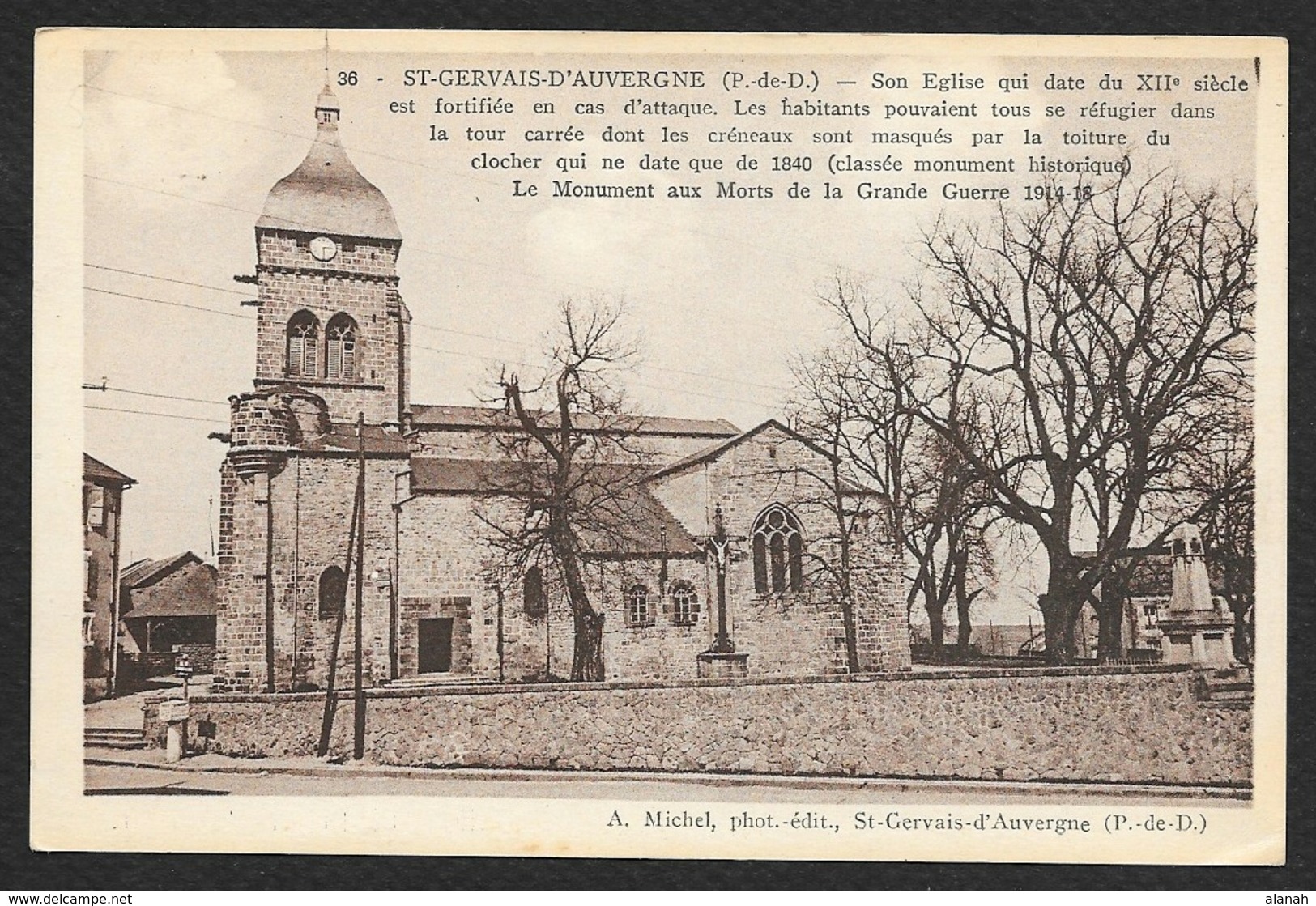 SAINT GERVAIS D'AUVERGNE L'Eglise (Michel) Puy De Dôme (63) - Saint Gervais D'Auvergne
