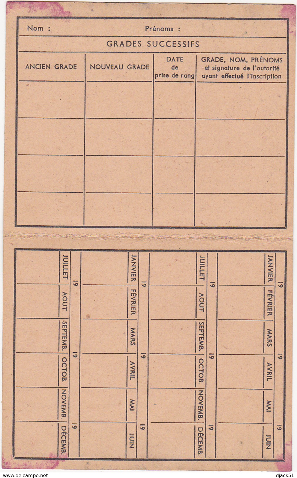 CARNET INDIVIDUEL DE PAIEMENT / REPUBLIQUE FRANCAISE - Documenten