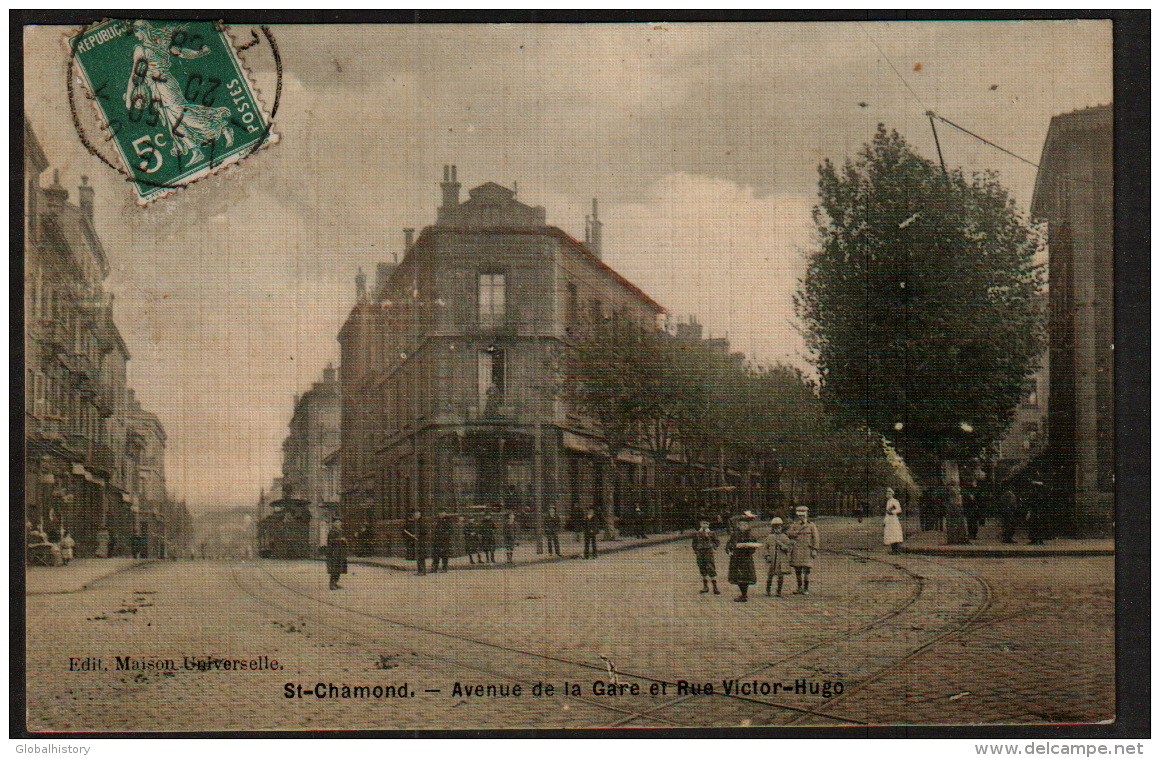 DD1148 - ST. CHÂMOND - AVENUE DE LA GARE ET RUE VICTOR HUGO - EN COULEUR - Saint Chamond