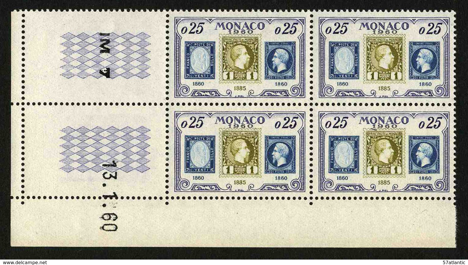 MONACO - YT 525 ** - BLOC DE 4 TIMBRES NEUFS ** COIN DATE - Neufs