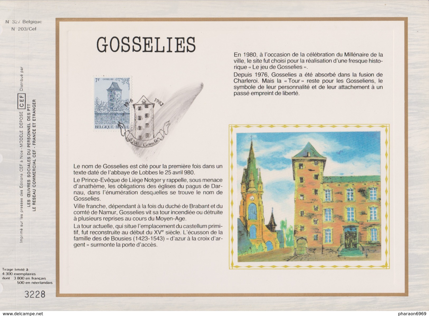 Feuillet Tirage Limité CEF 327 2054 Gosselies - 1981-1990