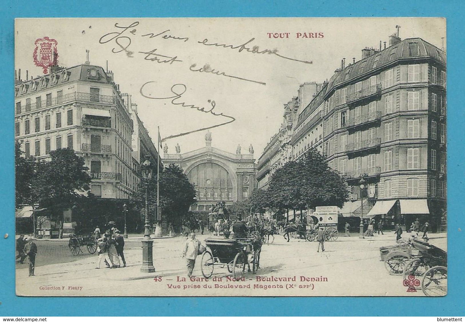 CPA TOUT PARIS 48 - Gare Du Nord - Boulevard Denain  (Xème) Ed. FLEURY - District 10