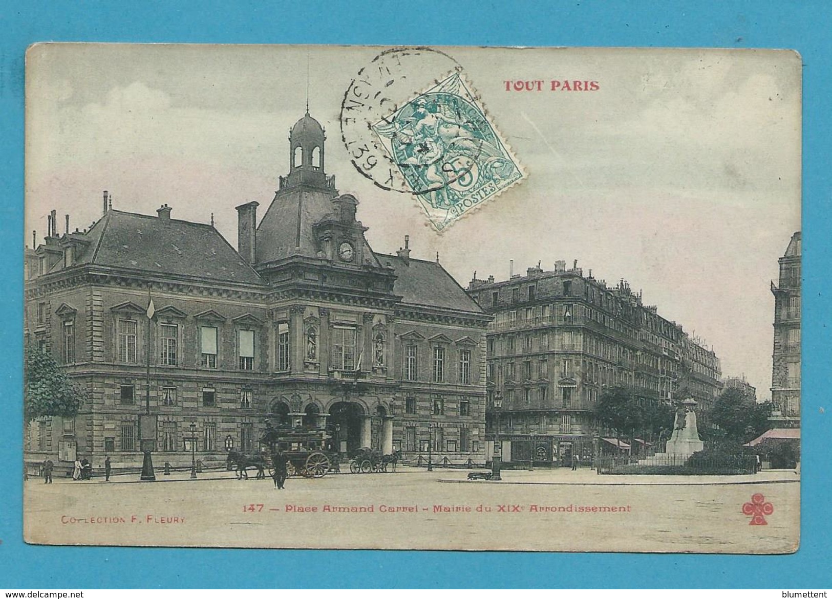 CPA TOUT PARIS 147 - Place Armand Carrel Mairie Du XIXè (XIXème) Ed. FLEURY - District 19