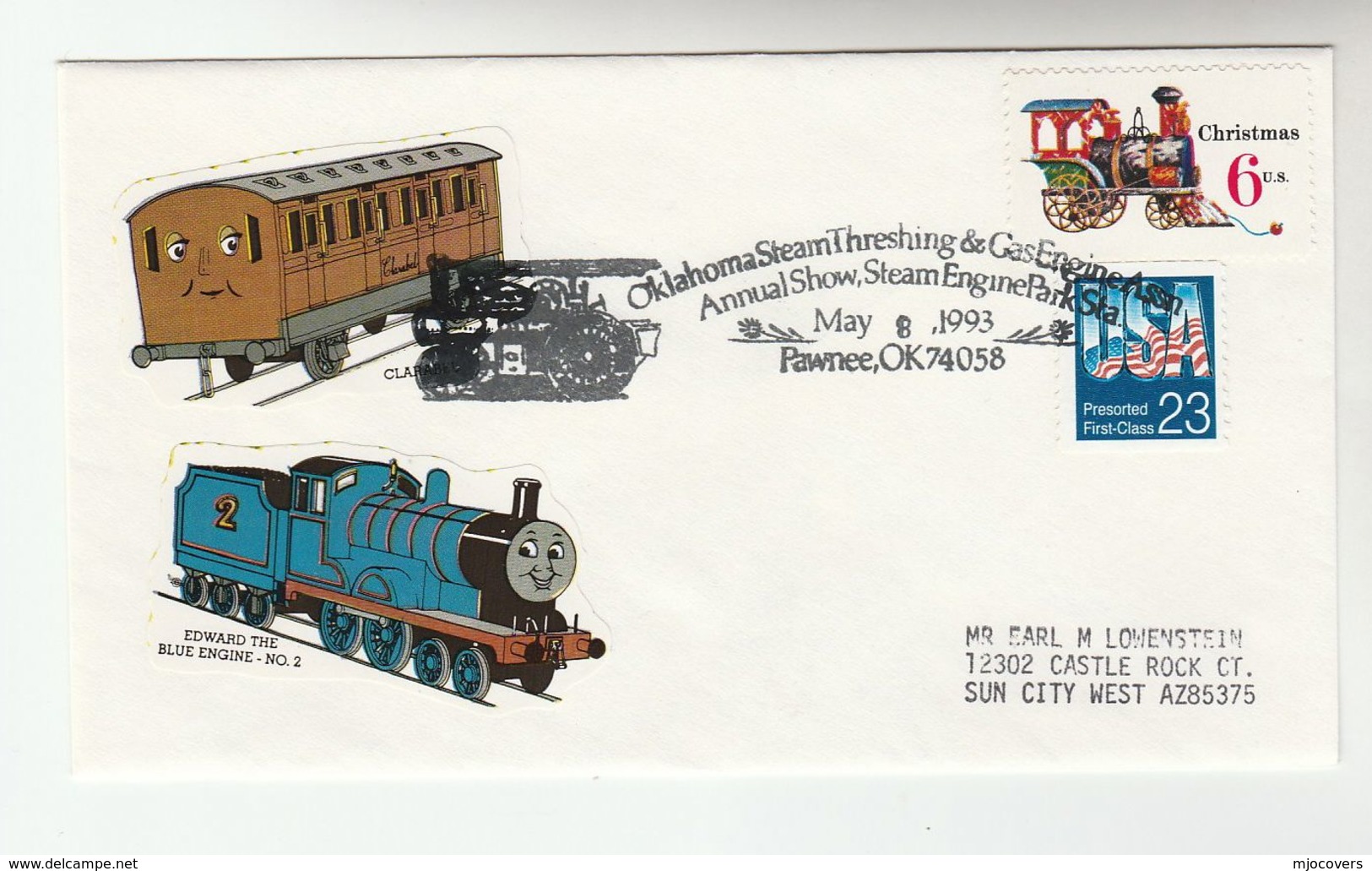 1993  STEAM THRESHING & GAS ENGINE ASSOC EVENT COVER Pawnee USA Train Label Energy Agriculture Energy Stamps - Gas