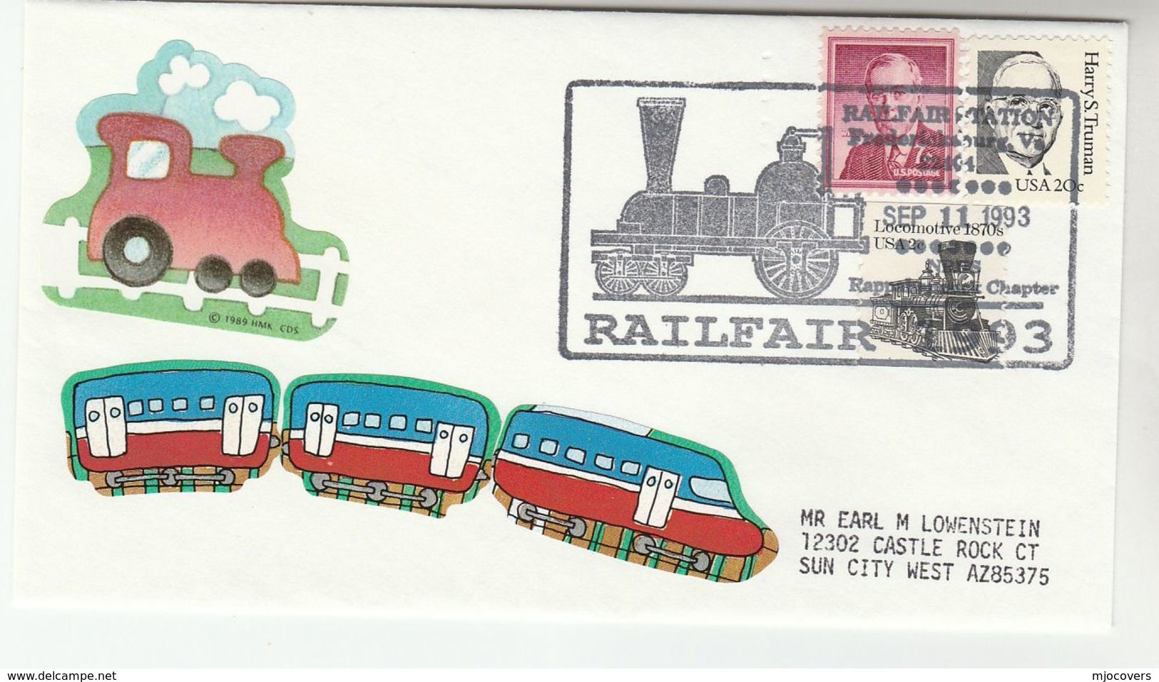 1993 RAPPAHANNOCK Steam RAILWAY EVENT COVER  Stamps USA Steam Train - Trains