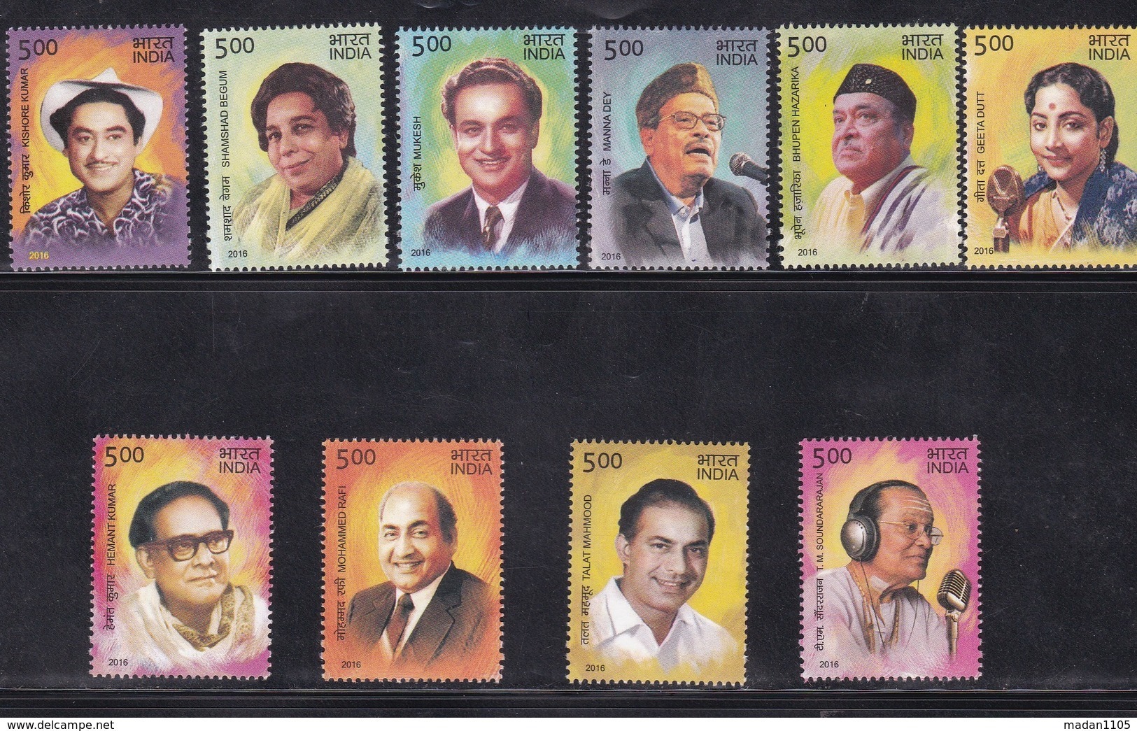 INDIA, 2016, Legendary Singers Of India,  Set 10 V, MNH, (**) - Nuovi