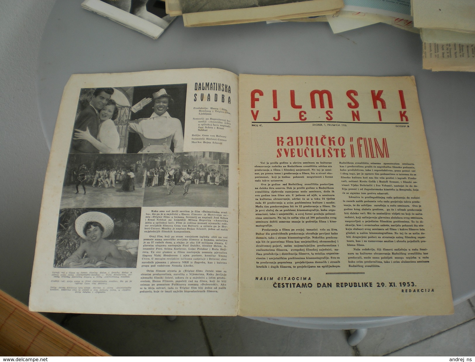 Actors Magazine Filmski Vjesnik 1953 - Scandinavische Talen