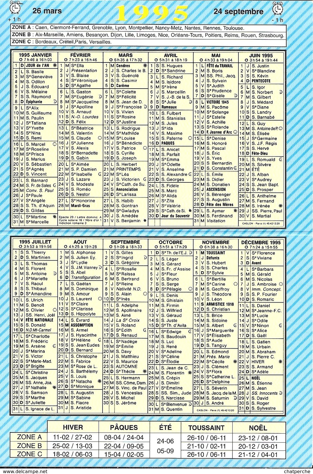 CALENDRIER 1995 FLEURISSEZ VOUS LA VIE GASTON LAGAFFE FRANQUIN  EDIT. DALIX - Tamaño Pequeño : 1991-00