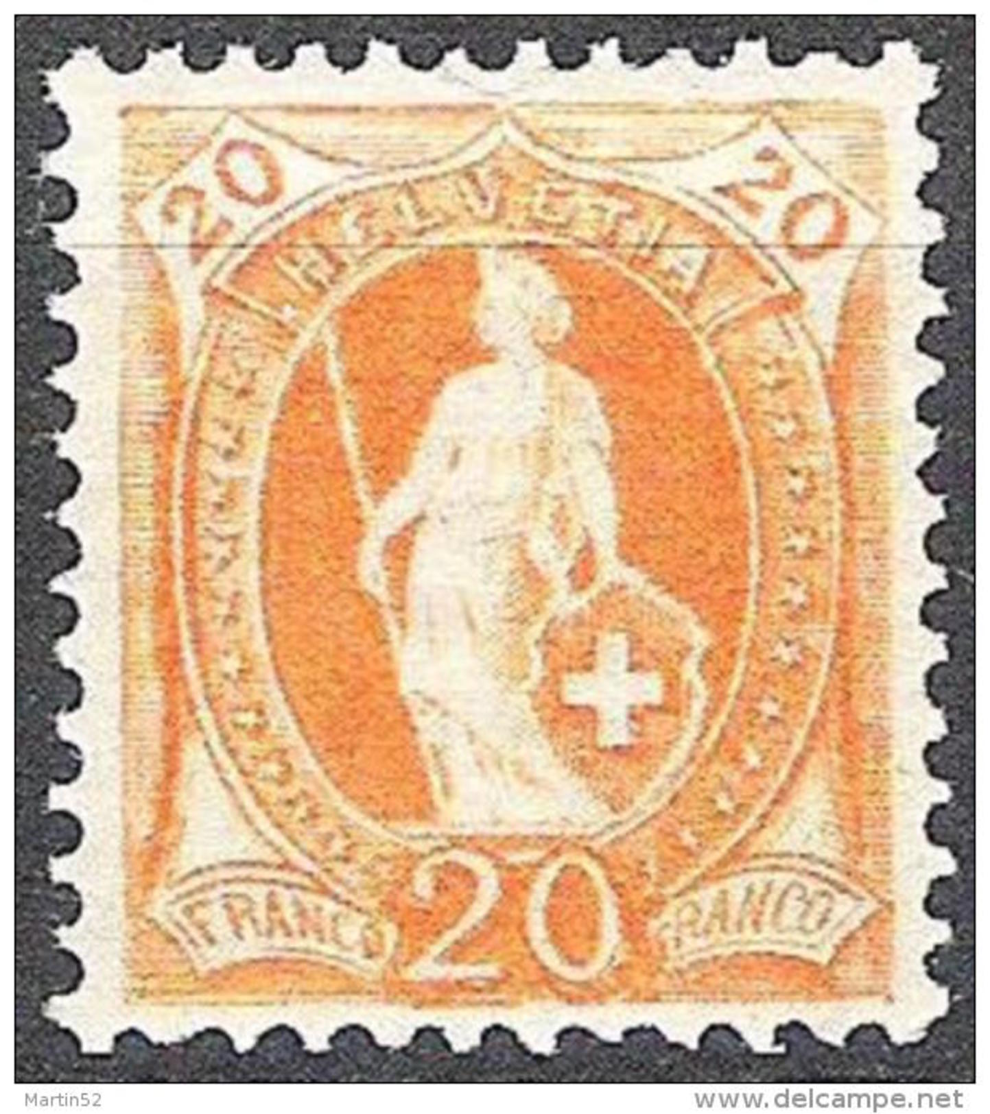 14 Vertikalzähne+Faser 1907: Zu 94A Mi 88D Yv 106 - 20c Orange * M Falz MLH (Zu CHF 5.00) - Unused Stamps