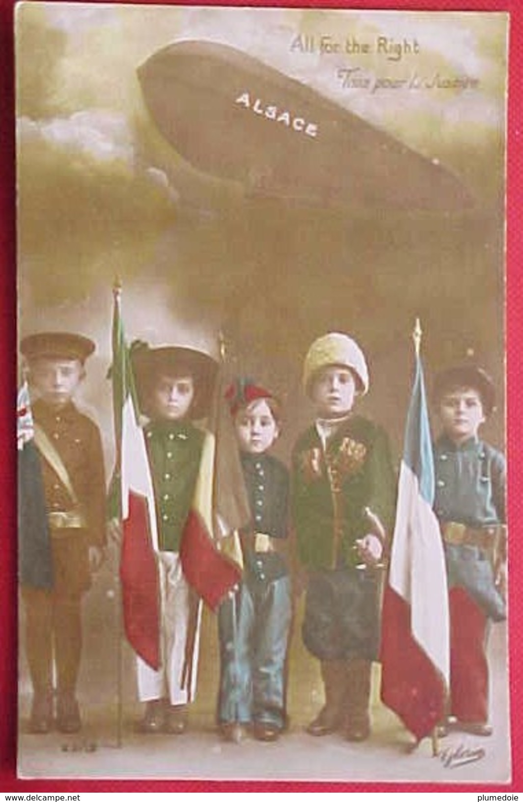 Cpa Patriotique ENFANTS PAYS UNIS , Soldats : RUSSIE ITALIE ANGLETERRE FRANCE CHILDREN SOLDIERS FLAGS - Patriottisch