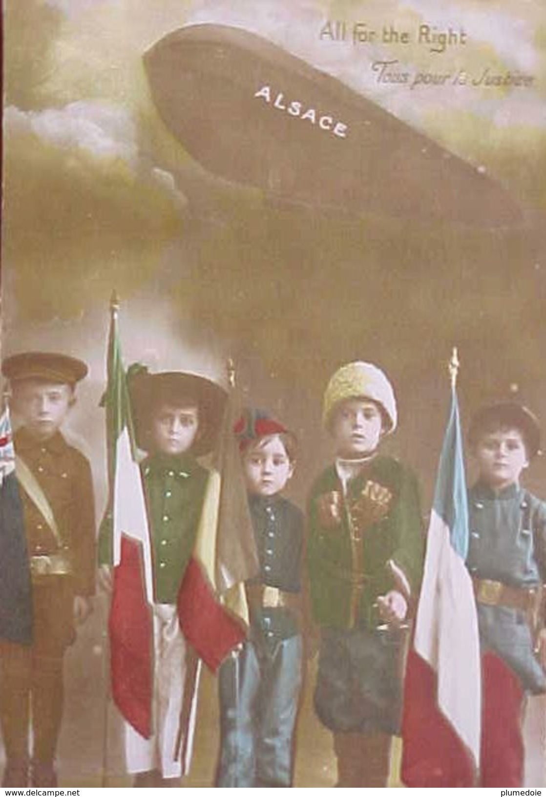 Cpa Patriotique ENFANTS PAYS UNIS , Soldats : RUSSIE ITALIE ANGLETERRE FRANCE CHILDREN SOLDIERS FLAGS - Patriottisch