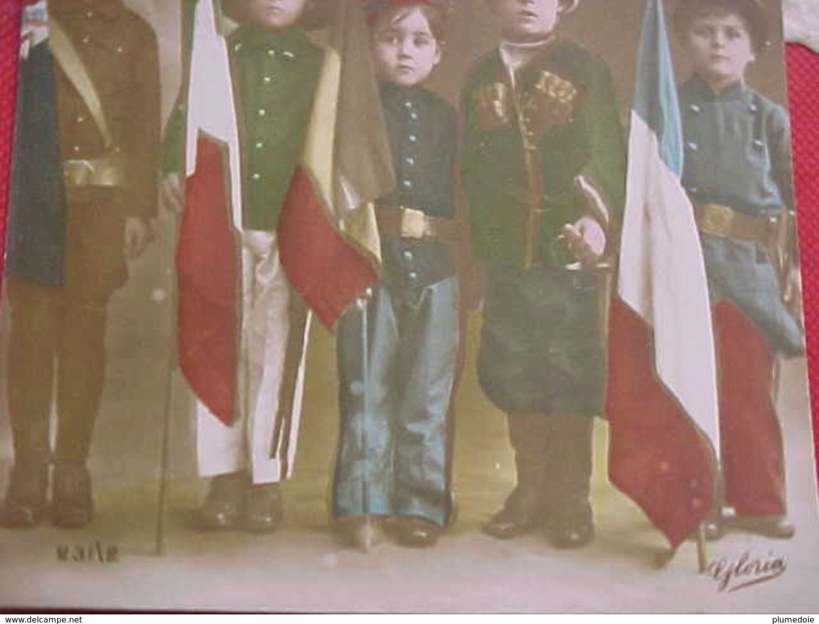 Cpa Patriotique ENFANTS PAYS UNIS , Soldats : RUSSIE ITALIE ANGLETERRE FRANCE CHILDREN SOLDIERS FLAGS - Patriotiques