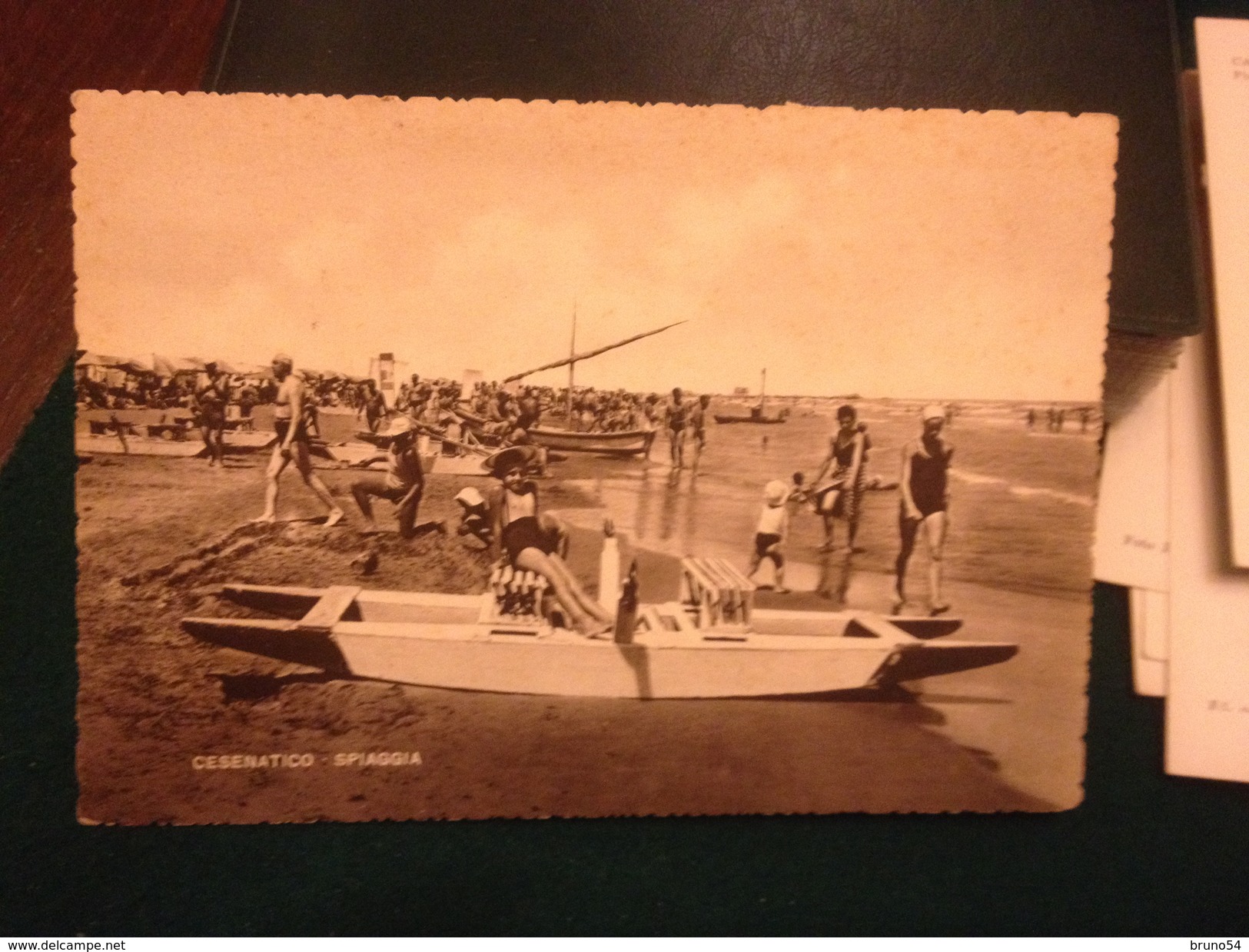 Cartolina Cesenatico Spiaggia Pattino Animata  Viaggiata 1951 - Cesena