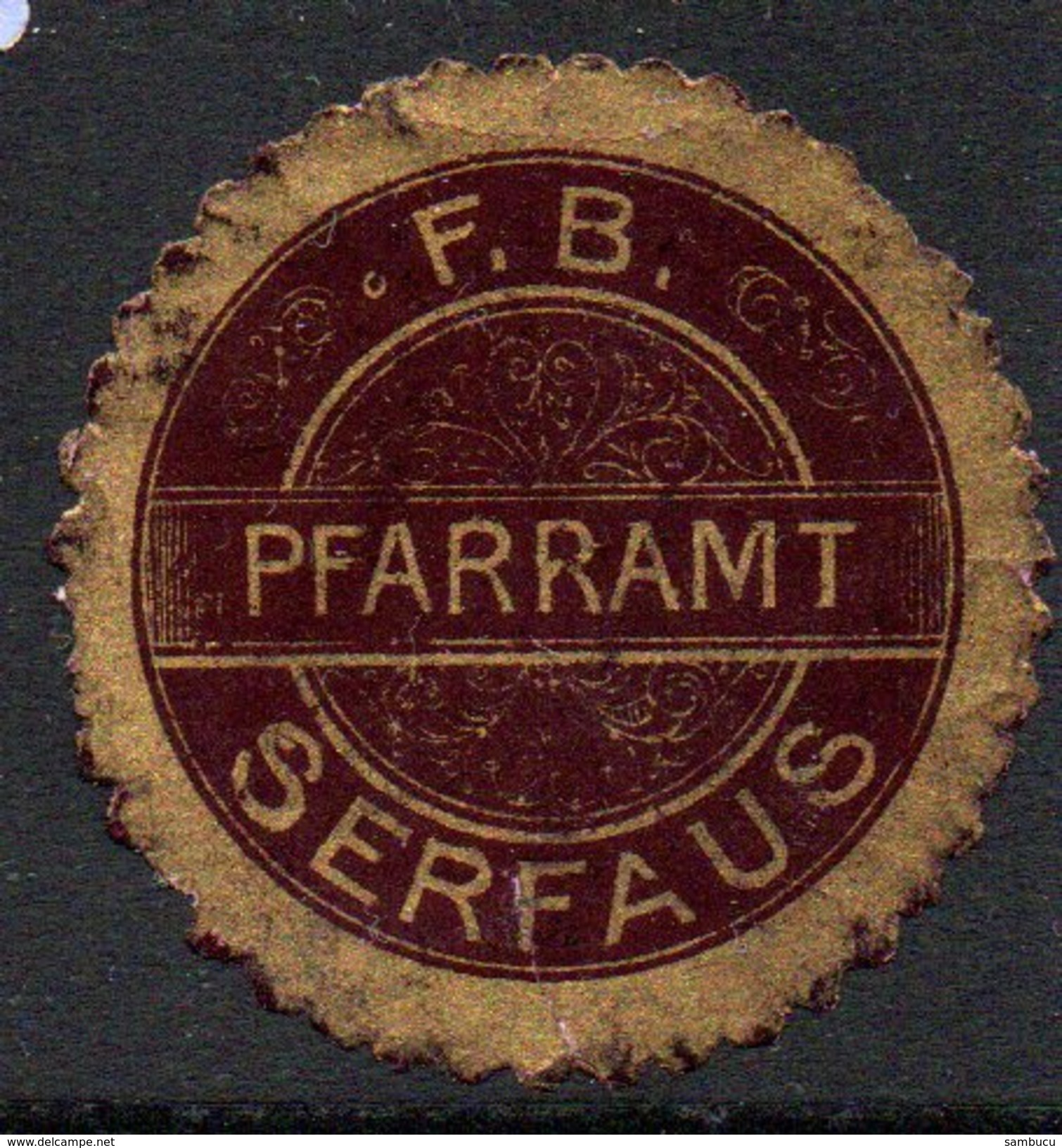 Braune Vignette Vom Pfarramt Serfaus - Siegelmarke Verschlußmarke - Ohne Zuordnung