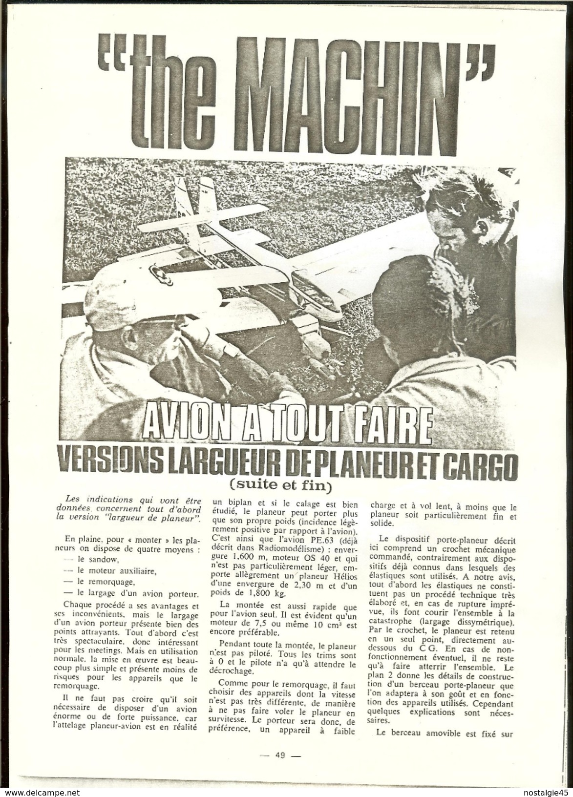 2 Articles P.Eclancher/ Planeur Avion Modulaire PE 63   "the MACHIN" Avec Agrandissement Des Plans Des Pages 31 Et 51 - Autres & Non Classés