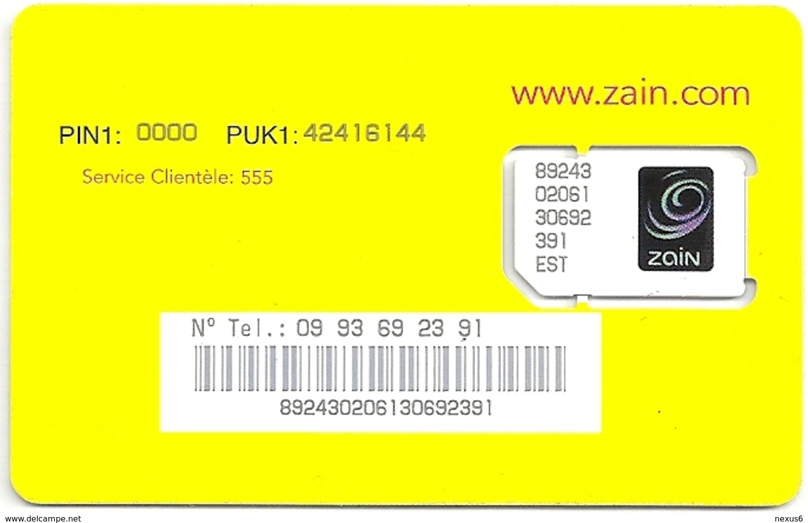 Congo (Kinshasa) - Zain - GSM SIM 2 Mini, Mint - Congo