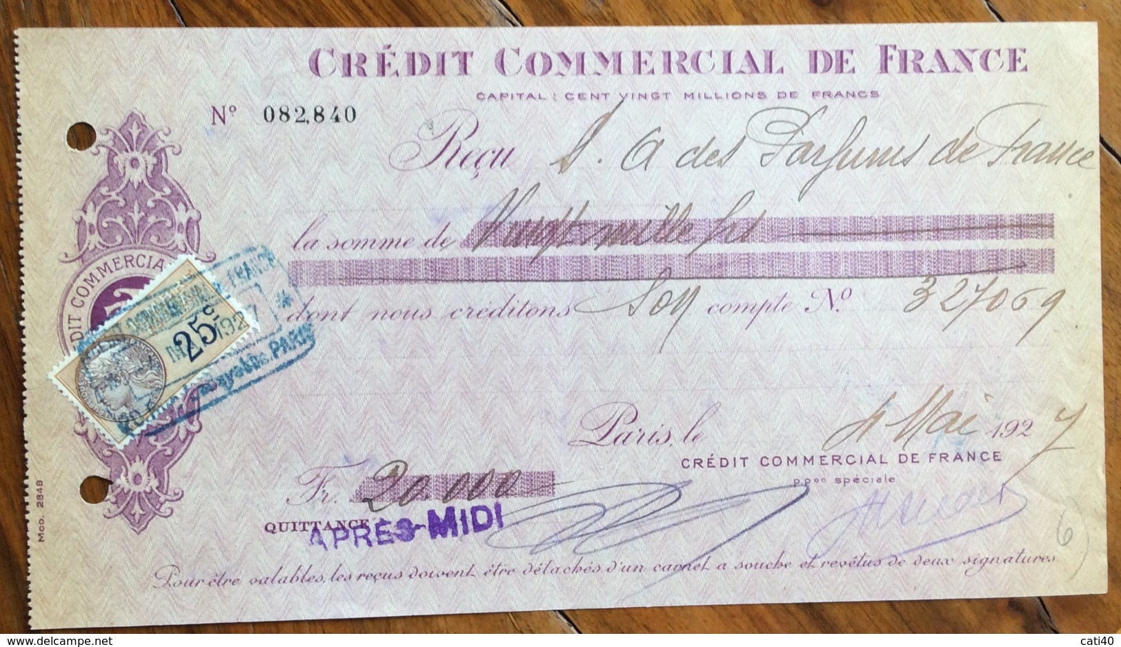 FRANCIA CAMBIALE TRATTA PAGHERO' CREDIT COMMERCIAL DE FRANCE    CON AUTOGRAFI E MARCHE DA BOLLO - 1900 – 1949