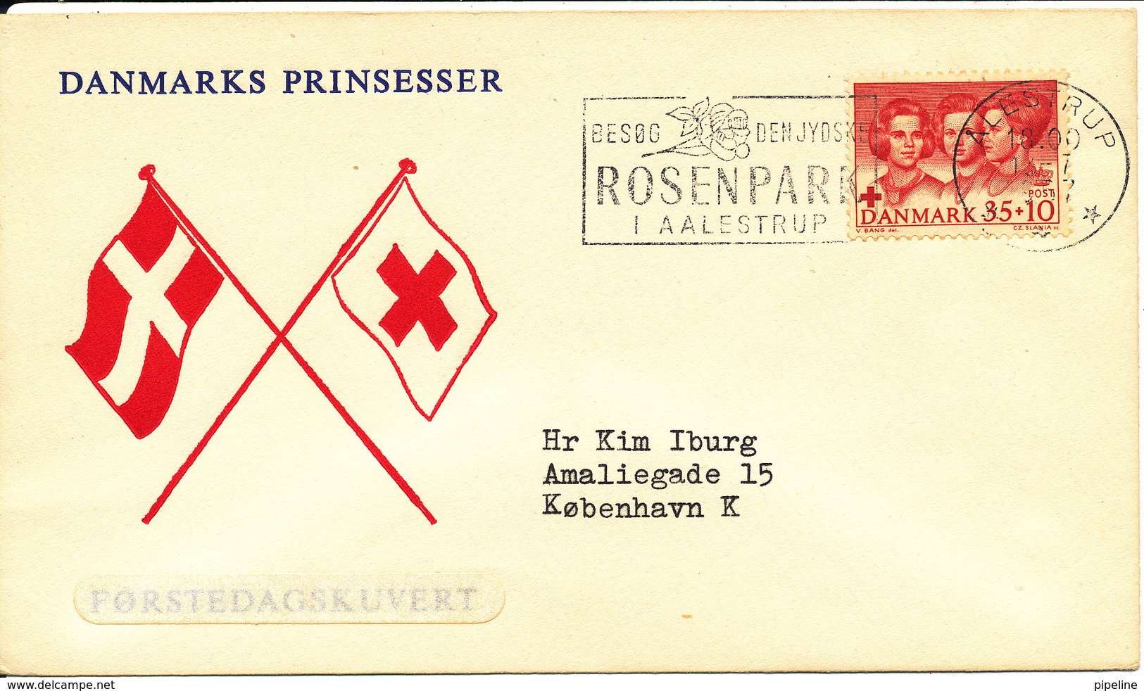 Denmark Cover With Single Red Cross Stamps And Logo Rosenparken Aalestrup 13-7-1967 - Lettres & Documents