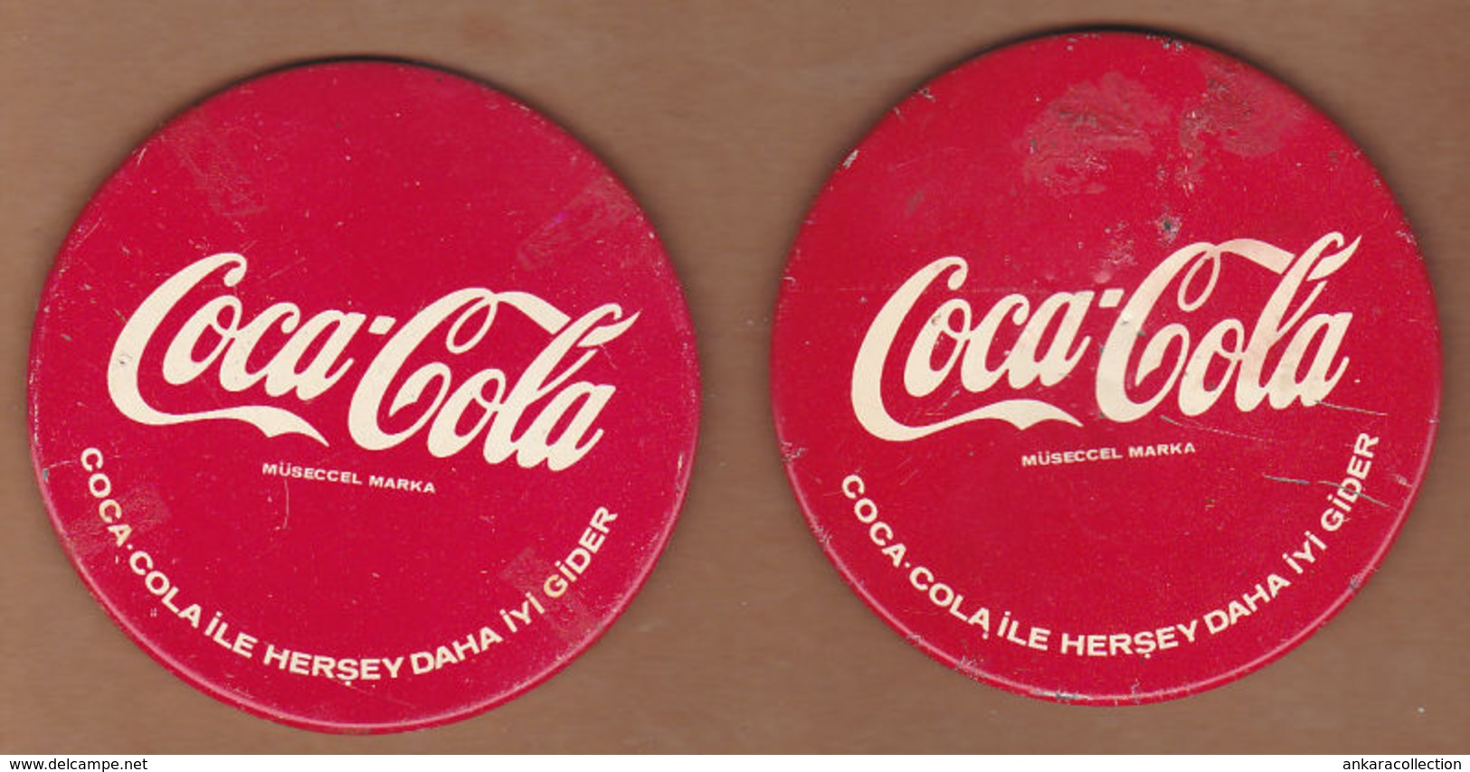 AC - COCA COLA  VINTAGE TIN COASTER 2 PIECES FROM TURKEY - Sous-verres