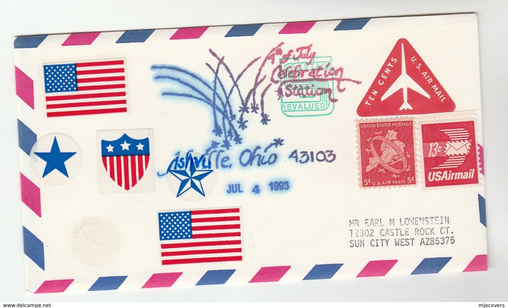 1993 USA AShville 4th July FIREWORKS EVENT COVER  Stamps UPRATED Postal STATIONERY - Autres & Non Classés