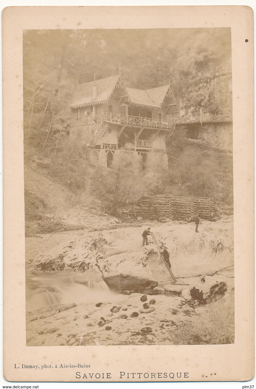 SAVOIE, Entrée Des Gorges Du Fier, 1880 - Photo Format Cabinet Contrecollée Sur Carton Fort - 2 Scans - Antiche (ante 1900)