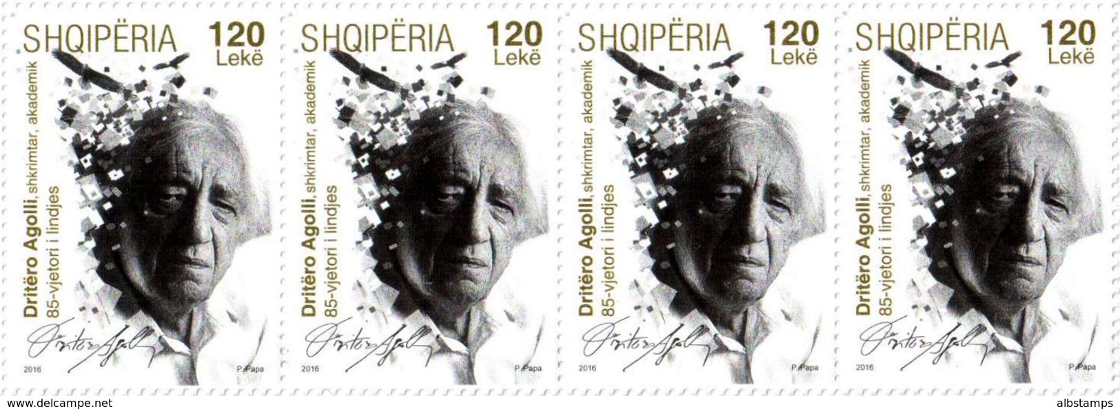 Albania Stamp 2016. Dritero Agolli, Writer, Academician. People On Stamps. Strip Of 4 Four. MNH - Albania