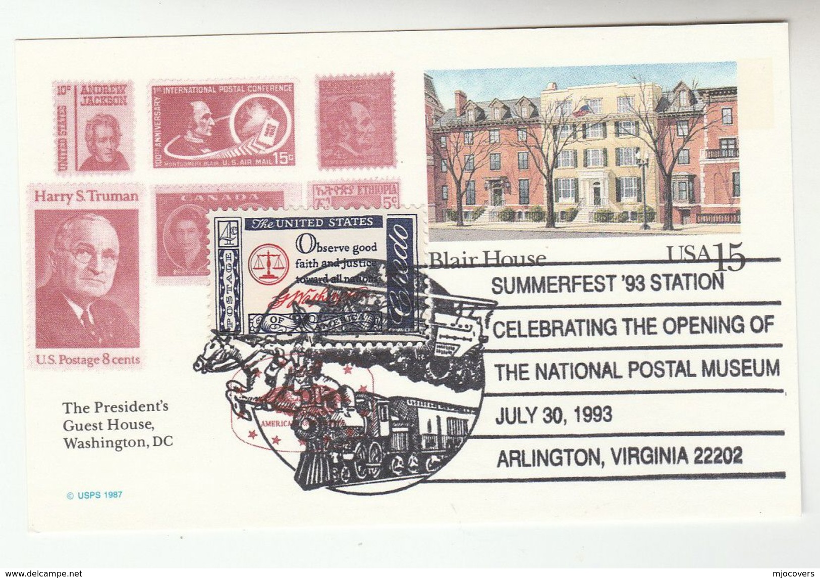 1993 USA EVENT COVER SOMERFEST Arlington CELEBRATES National  POSTAL MUSEUM Stationery Card Philatelic Exhibition Stamps - Philatelic Exhibitions