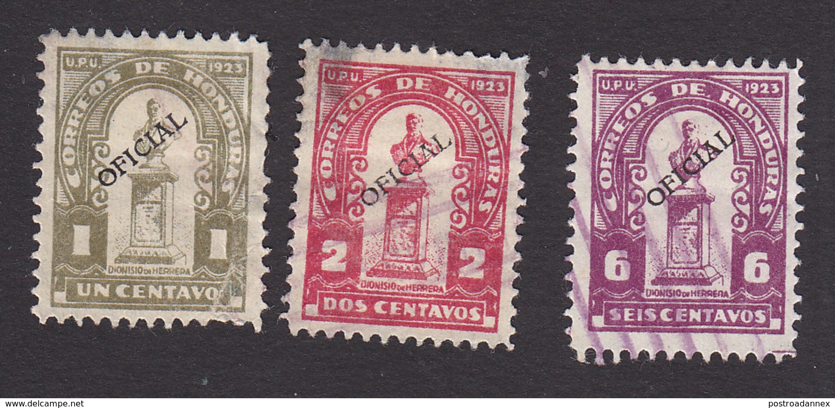 Honduras, Scott #O75-O77, Used, Regular Issued Overprinted, Issued 1924 - Honduras