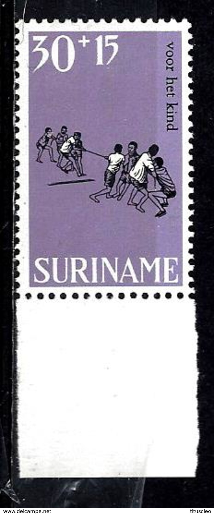 SURINAM 490** 30c + 15c Lilas Et Noir Jeux D´enfants  Corde - Suriname
