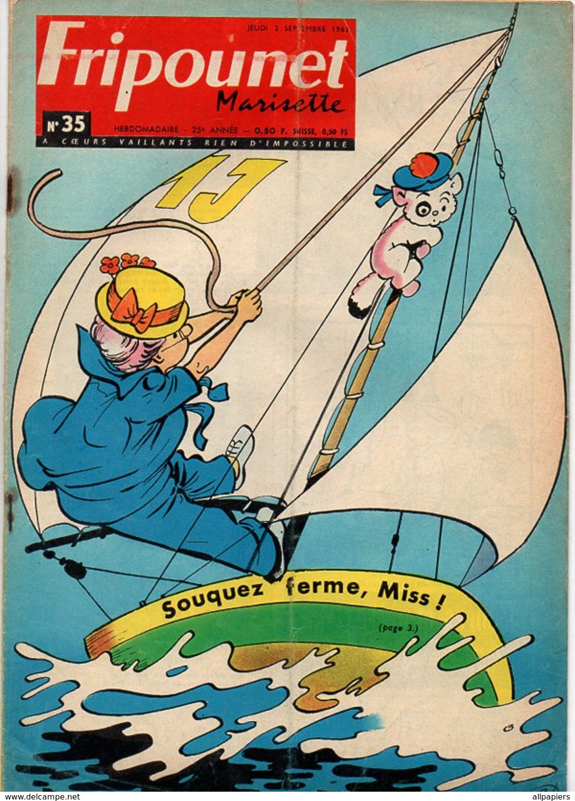 Fripounet Et Marisette N°35 Une Huître Vous Raconte Son Histoire - Partition Le Chasseur Et Le Coucou De 1965 - Fripounet