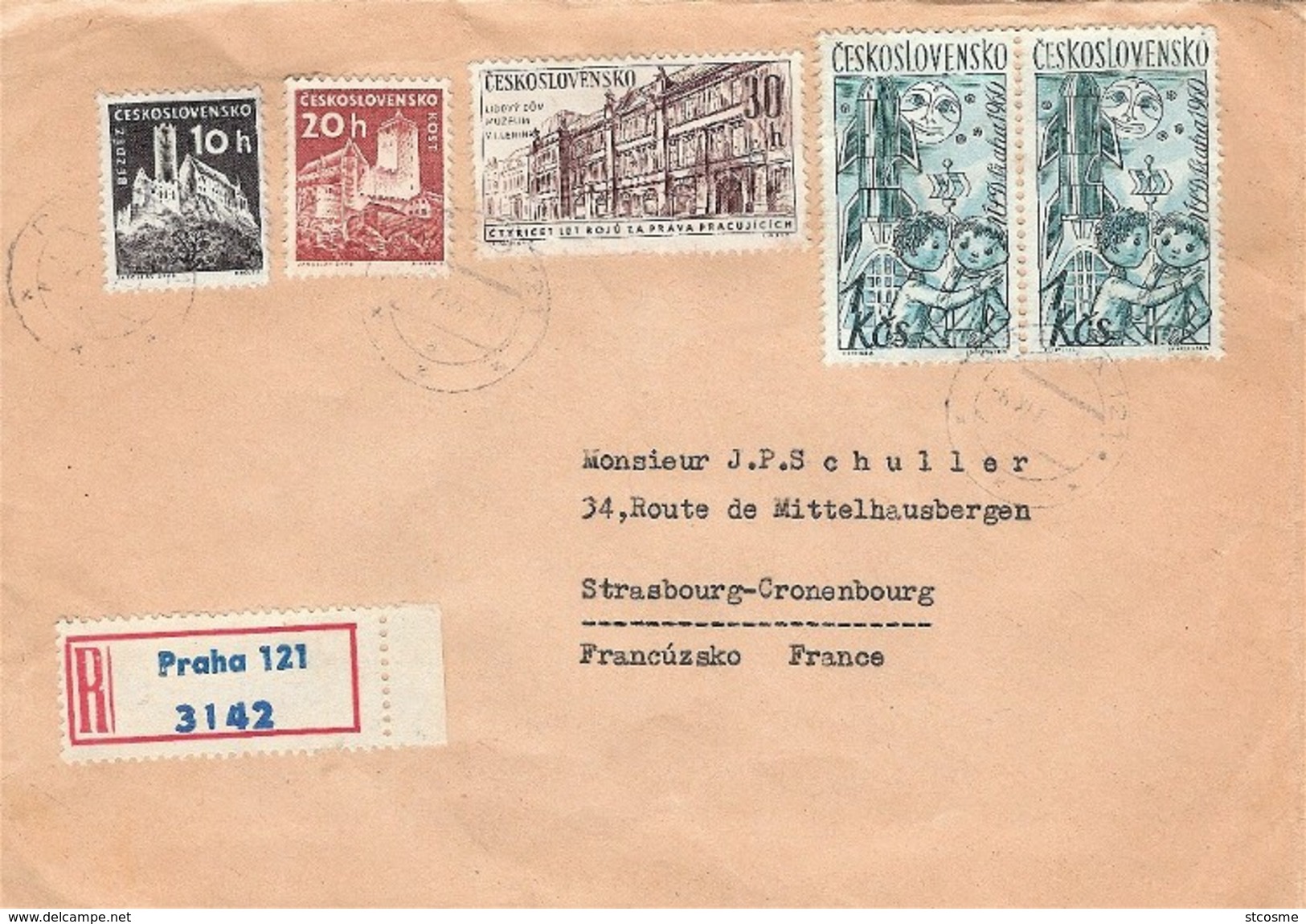 G375 TCHECOSLOVAQUIE / CESKOSLOVENSKO - Lettre Recommandée De Prague Pour Strasbourg En 1961 - Lettres & Documents