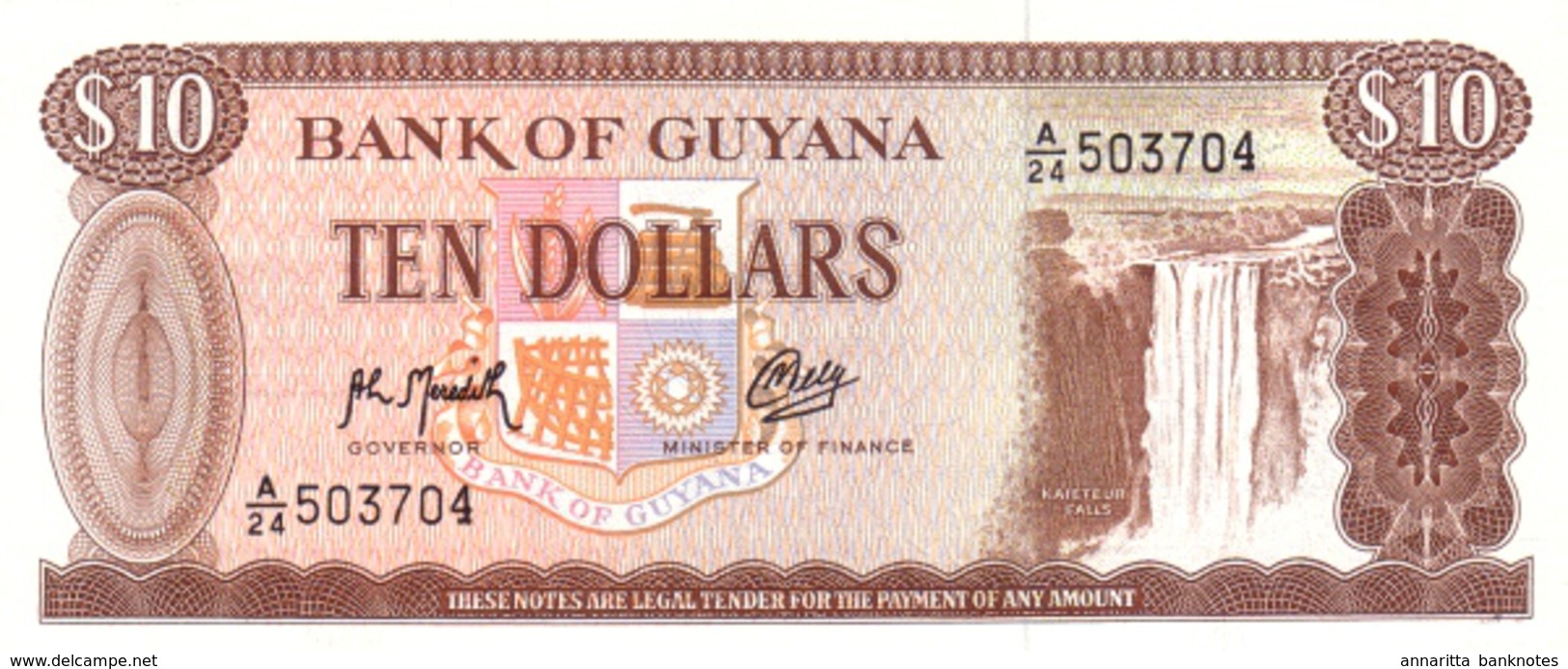 GUYANA 10 DOLLARS ND (1992) P-23f UNC  [GY103i] - Guyana