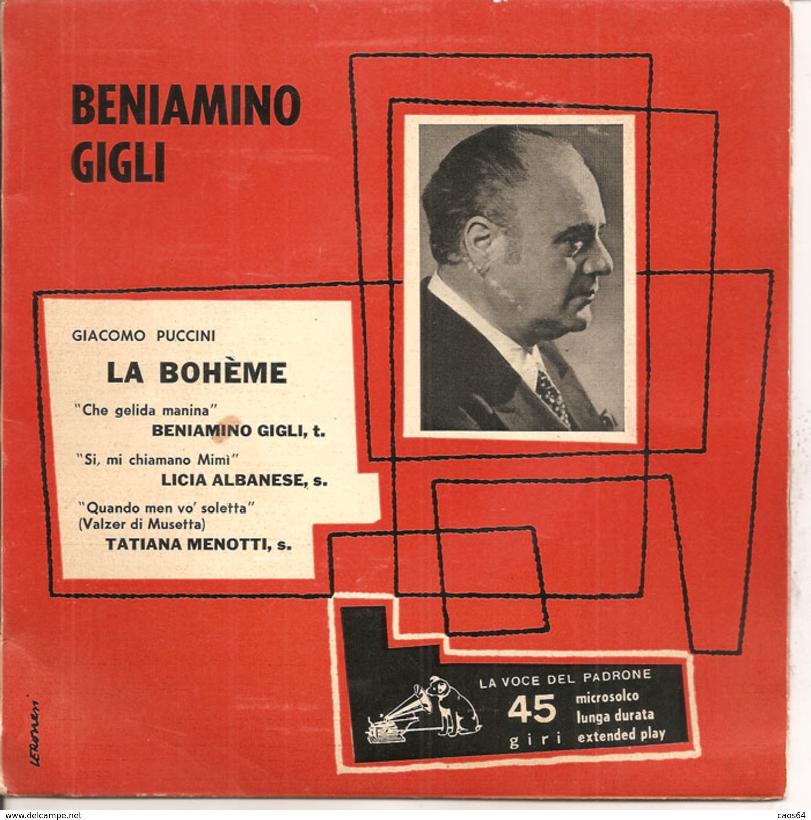 Beniamino Gigli - La Bohème 7"  M/VG+ - Opere