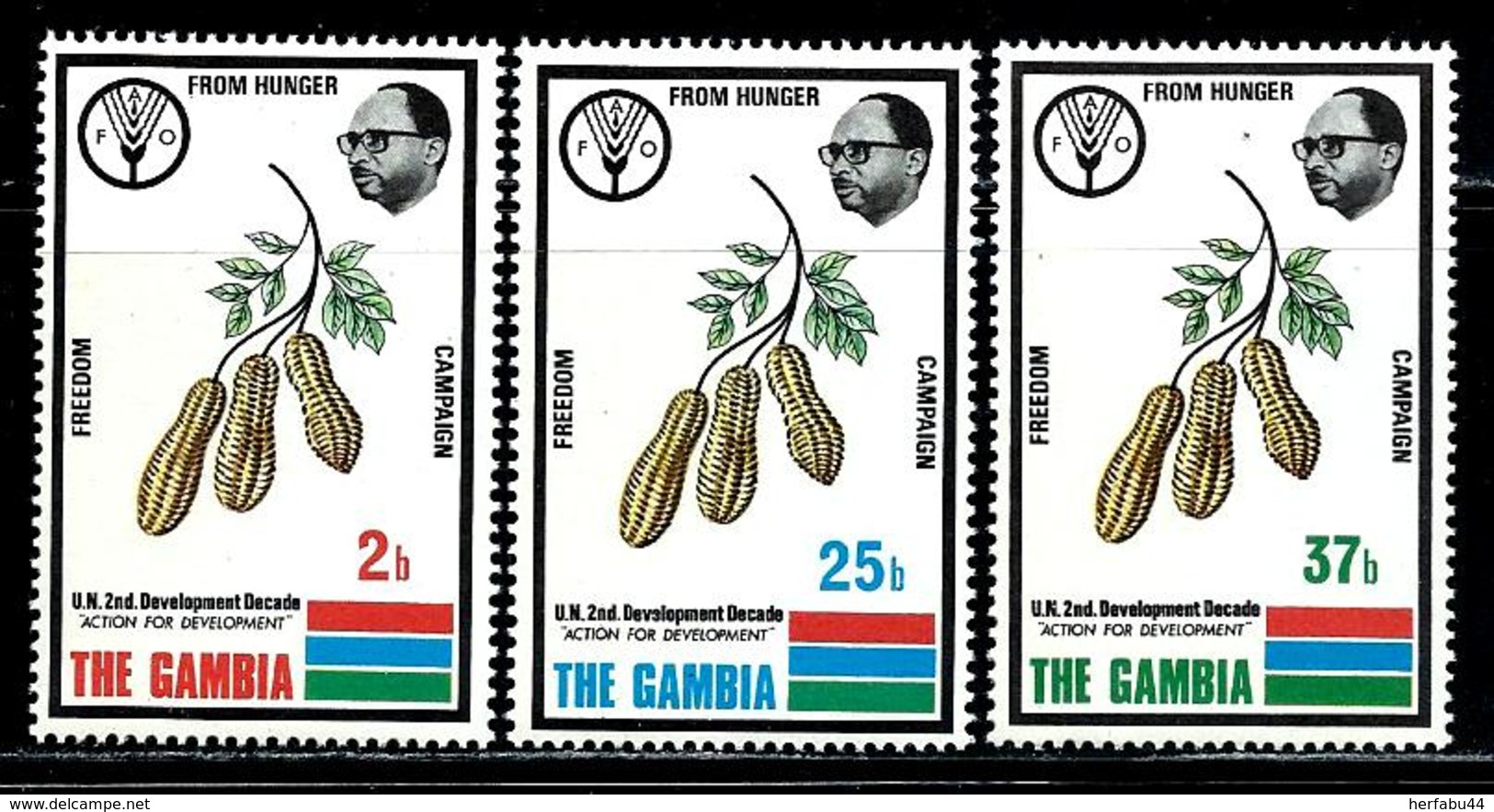 Gambia    Peanuts, FAO Emblem    Set   SC# 284-86 MNH** - Gambia (1965-...)