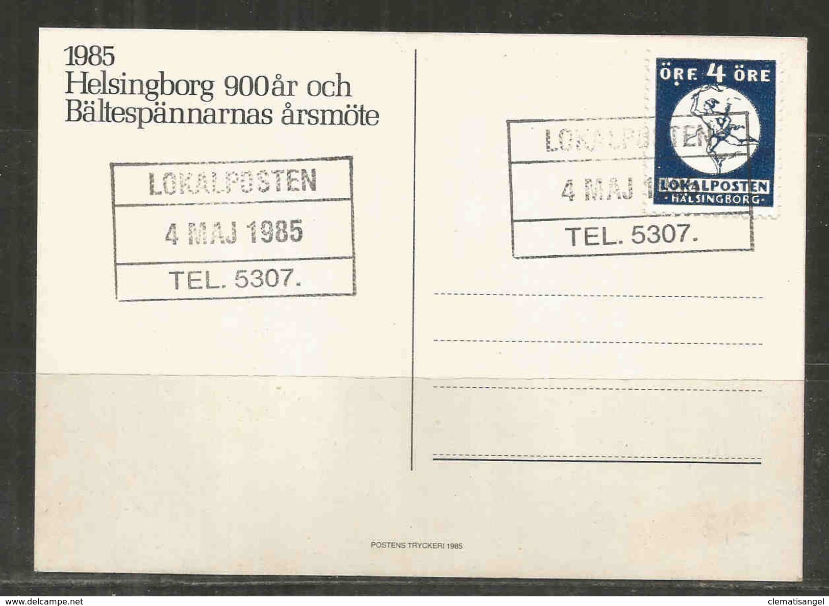 114i * SCHWEDEN * LOKALPOST HELSINGBORG BLAU * GESTEMPELT 1985 *!! - Local Post Stamps