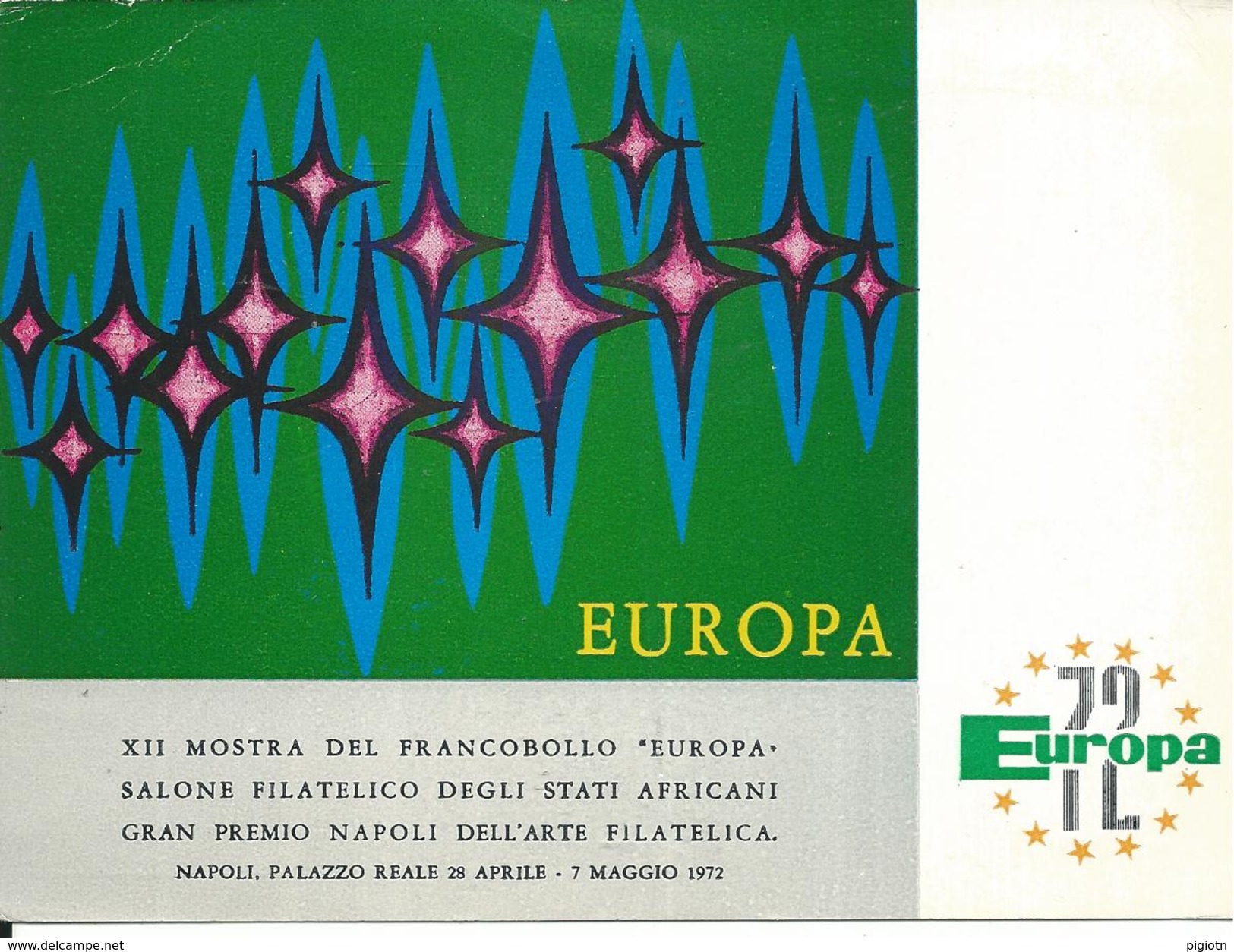 MF785 -MARCOFILIA -NAPOLI - XII MOSTRA DEL FRANCOBOLLO EUROPA - 2.5.1972 - SU CARTOLINA - 1971-80: Storia Postale