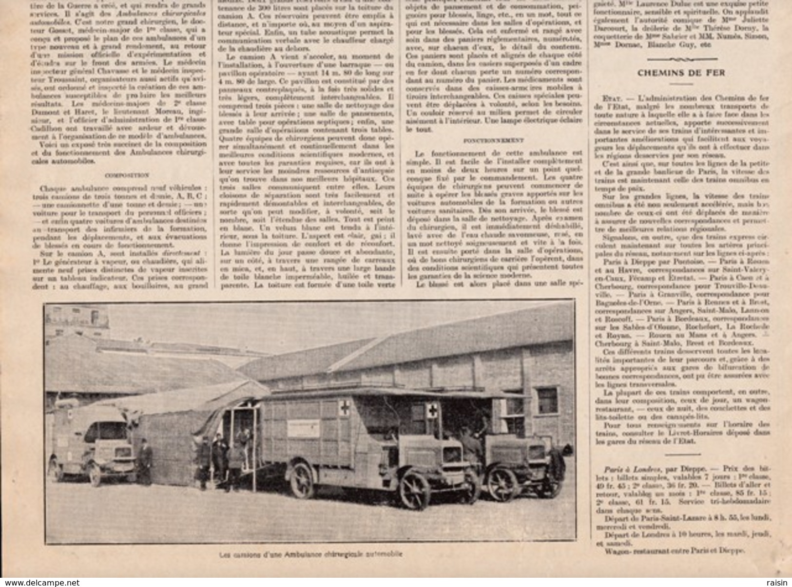 1915 Service De Santé Aux Armées Ambulance Chirurgicale Automobile Verso: Mini Pubs,Globéol,Zenith Carburateur..BE - Unclassified