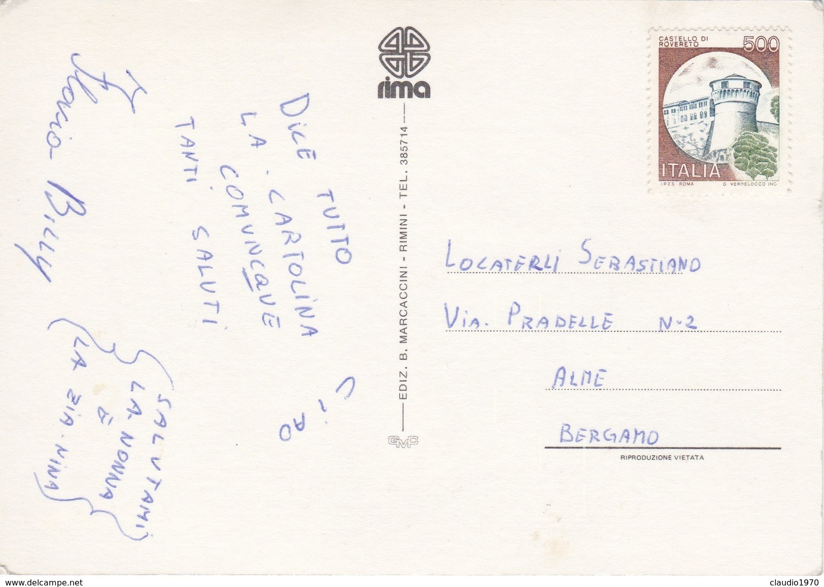 Cartolina - Postcard  - Telegramma Da Rivazzurra Di Rimini . - Rimini