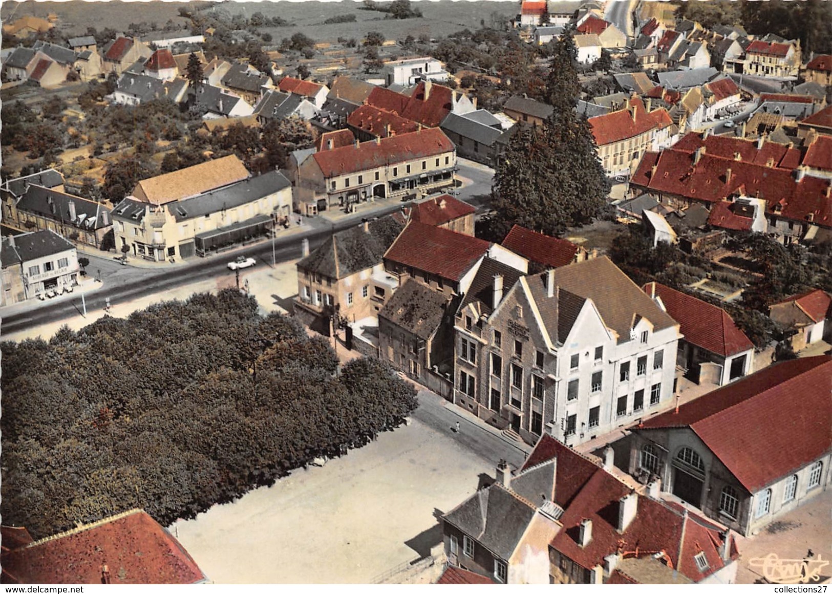 21-SAULIEU- LA PROMENADE ET LA POSTE, VUE AERIENNE - Saulieu