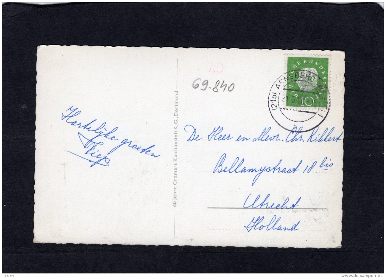 69840    Germania,  Luftkurort Arnsberg/Westf.,  VG  1960 - Arnsberg