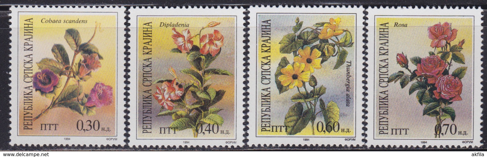 Croatia Republic Of Serbian Krajina 1994 Flowers - Climbing Plants, MNH (**) Michel 26-29 - Croatie