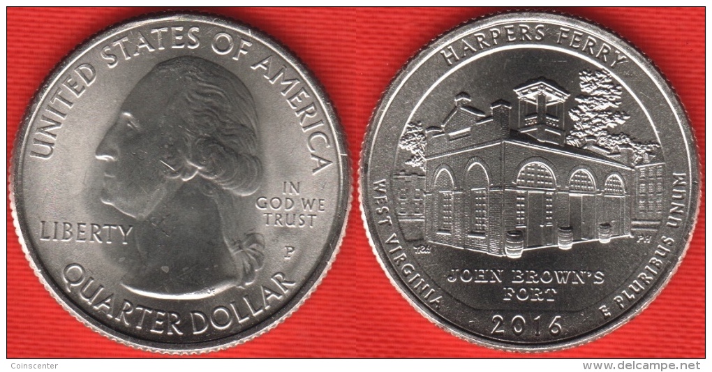 USA Quarter (1/4 Dollar) 2016 P Mint "Harpers Ferry" UNC - 2010-...: National Parks