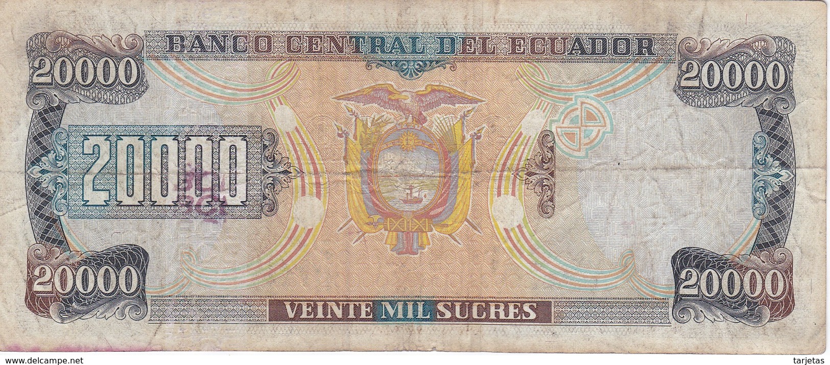 BILLETE DE ECUADOR DE 20000 SUCRES DEL 2 DE JUNIO DEL AÑO 1997 (BANKNOTE) - Equateur